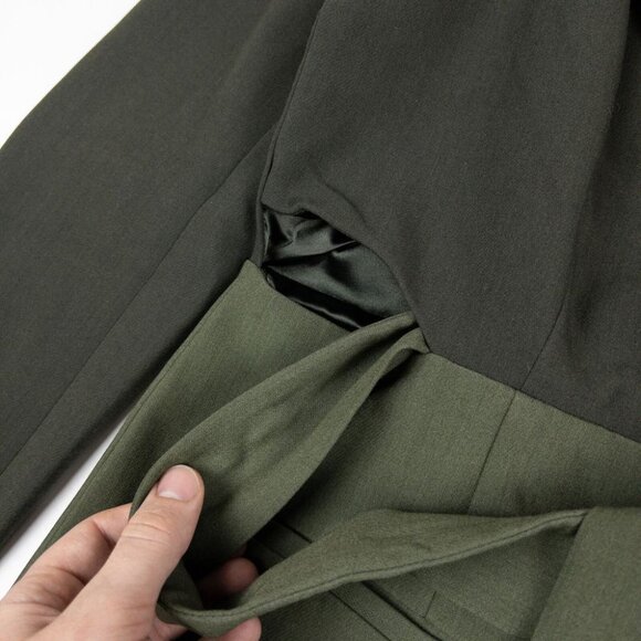 Good American Blazer Jacket Women's 3 Two-Tone Sage Green Side Slit Belted - Picture 7 of 16